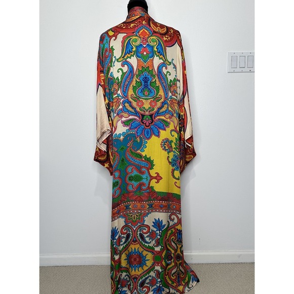 Saachi Long Kimono Duster Paisley OS Boho Dopamine Colorful Artsy‎ - Picture 4 of 11